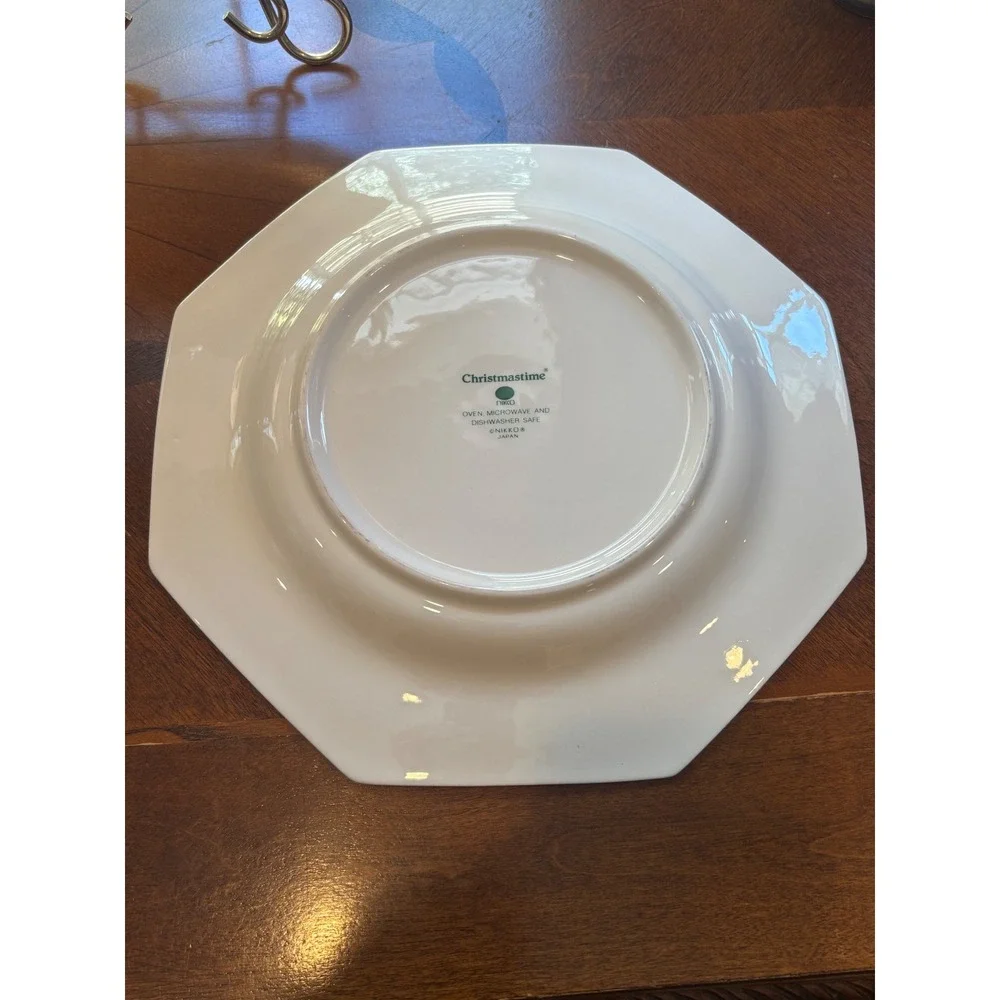 Nikko Christmastime Octagonal Dinner Plates Set of 3 Christmas Tree Japan